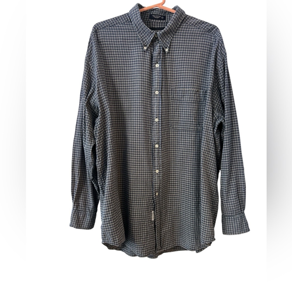 Britches Great Outdoors Mens XL Plaid Button Down Shirt Blue Green Long Sleeve